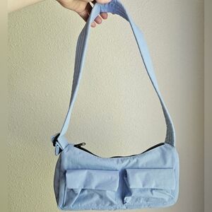 BAGGU Cargo Nylon Shoulder Bag in Serenity Blue